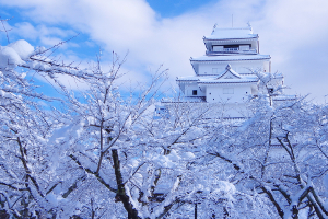 雪の鶴ヶ城（会津若松城）